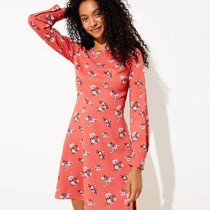 LOFT- Petite Floral Pleated Cuff Flare Dress, NWT!
